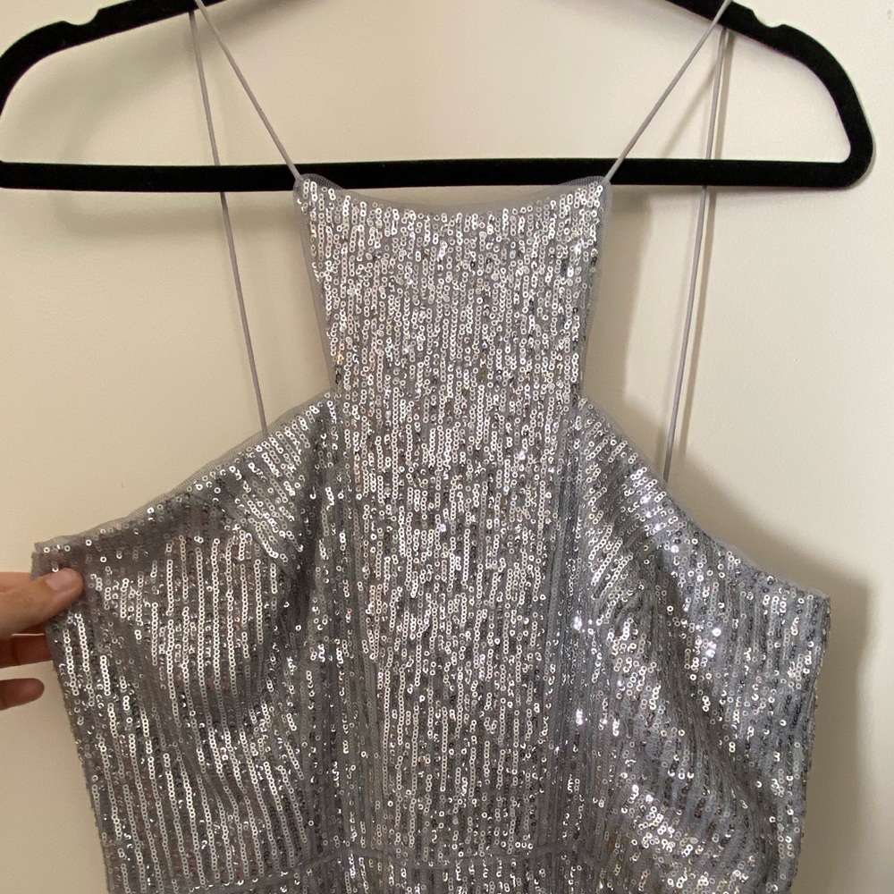 Size 14 silver sequin dress / gown